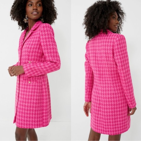 Pomander Place Magenta Tweed Stacie Houndstooth Pink Mini Dress Tuckernuck Large - Picture 10 of 10
